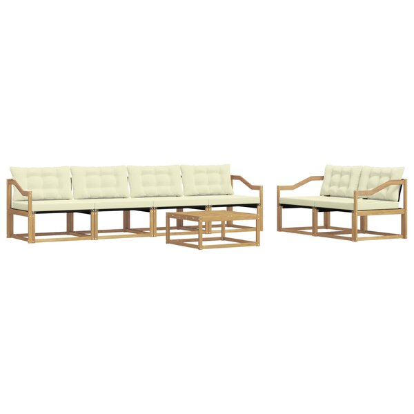 vidaXL Ensemble de canapés d'extérieur 7 Pièces Blanc et crème
