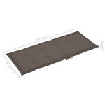 Vidaxl chaise de jardin avec coussins taupe bois de teck massif