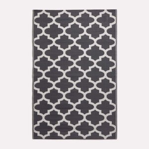 Tapis extérieur terrasse réversible - Tapis de jardin imperméable et résistant UV - Nola - Noir- 180x270 cm - HOMESCAPES