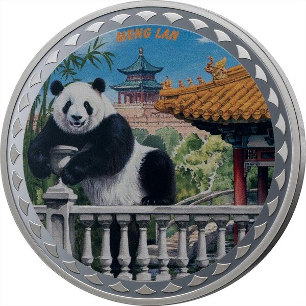 Pièce de monnaie en Argent 2 Dollars g 31.1 (1 oz) Millésime 2025 Panda Fan Coin MENG LAN