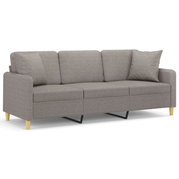 vidaXL Canapé 3 places avec oreillers décoratifs taupe 180 cm tissu