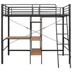 vidaXL Lit superposé avec table sans matelas gris métal 90x200 cm