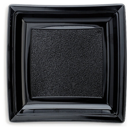 Lot de 50: Assiette plastique carrée noir 185 mm Quadripack
