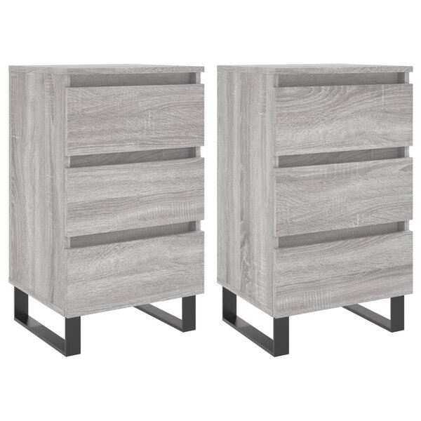 vidaXL Tables de chevet 2 Pièces sonoma gris 40x35x69 cm bois ingénierie