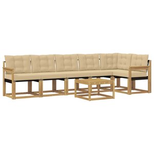 vidaXL Ensemble de canapés d'extérieur 7 Pièces Blanc et Beige