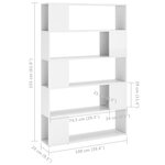 vidaXL Bibliothèque séparateur de pièce blanc brillant bois ingénierie