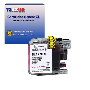 T3AZUR - Cartouche compatible avec Brother DCP-J785DW  MFC-J985DW  LC22U XL Magenta