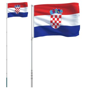 vidaXL Drapeau de la Croatie et mât 5 55 m Aluminium