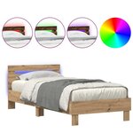 vidaXL Lit avec lumières LED Chêne artisanal 75x190 cm Bois d'ingénierie