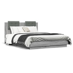 vidaXL Cadre de lit sans matelas sonoma gris 120x190 cm