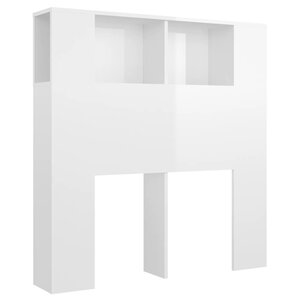 vidaXL Armoire de tête de lit Blanc brillant 100x18 5x104 5 cm