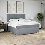 vidaXL Sommier à lattes de lit avec matelas Gris clair 180x200cm Tissu