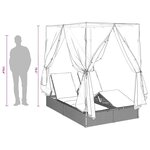 vidaXL Chaiselongue double avec toit et rideaux avec des rideaux Réglable Gris
