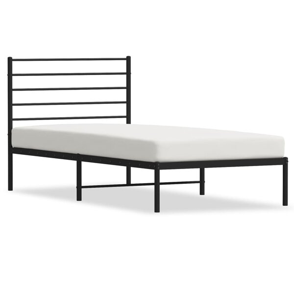 vidaXL Cadre de lit métal avec tête de lit noir 90x190 cm