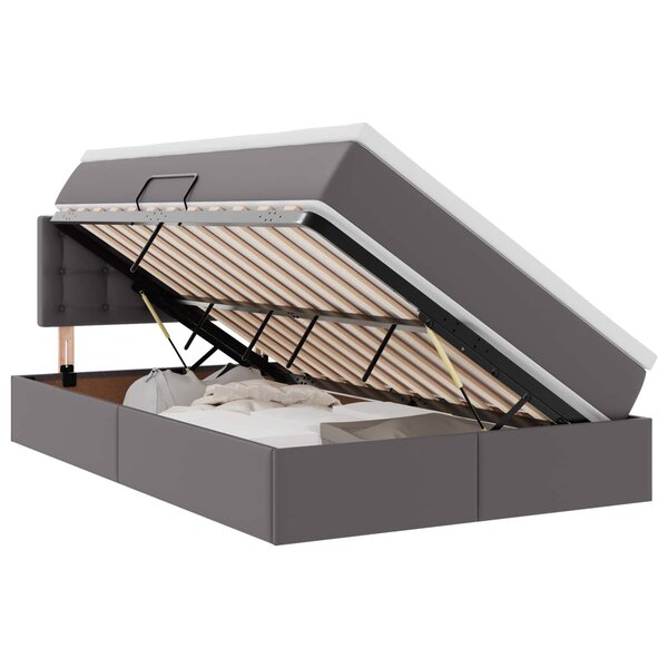 vidaXL Lit avec rangement et LED Gris 120 x 200 cm Cuir synthétique
