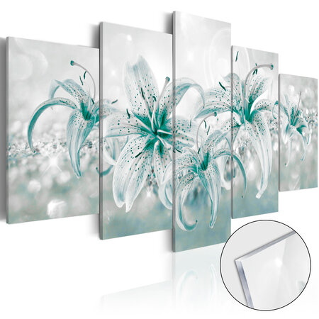 Tableau sur verre acrylique - sapphire lilies [glass] l x h en cm 100x50