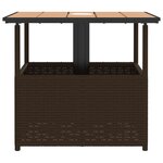 vidaXL Table de jardin avec trou de parasol marron résine tressée