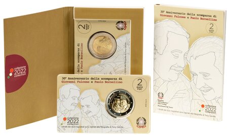 Pièce de monnaie 2 euro commémorative italie 2022 bu – les juges falcone et borsellino