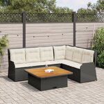 vidaXL Salon de jardin 5 Pièces avec coussins Noir Résine tressée