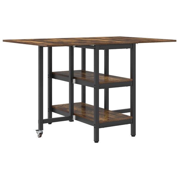 vidaXL Table à dîner 122 x 80 x 76 5 cm Bois d'ingénierie Chêne fumé