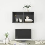 vidaXL Meuble TV mural Gris 37x37x72 cm Bois d’ingénierie