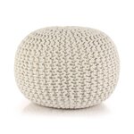 vidaXL Pouf tricoté à la main Coton 50 x 35 cm Blanc