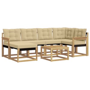 vidaXL Ensemble de canapés d'extérieur 7 Pièces Blanc et Beige