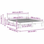 vidaXL Cadre de lit Blanc 200 x 200 cm Bois massif en pin
