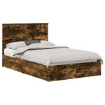 vidaXL Lit de Rangement Chêne fumé 120 x 190 cm Bois d'ingénierie
