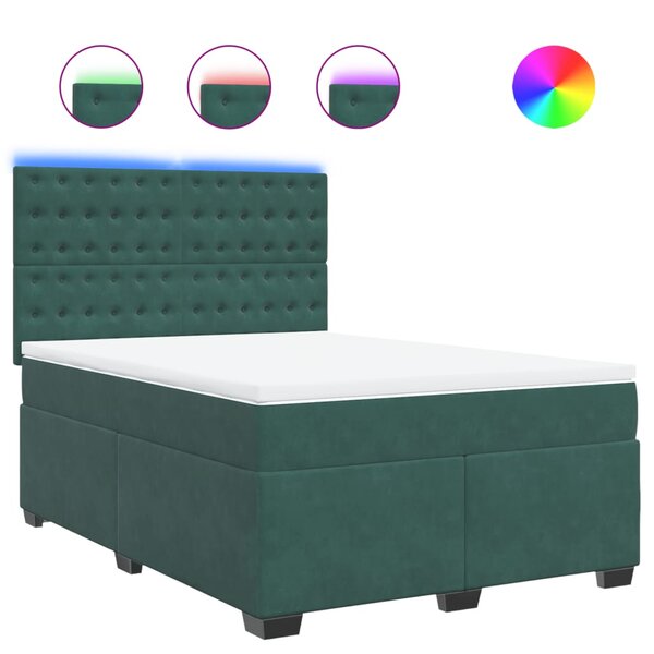 vidaXL Sommier à lattes de lit et matelas Vert foncé 140x200cm Velours