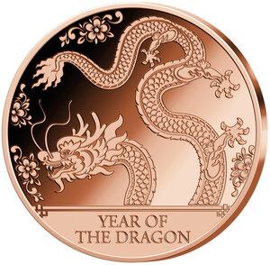 Monnaie YEAR OF THE DRAGON Chinese Zodiac Signs 1 Oz Cuivre 20 Francs Gabon (PRÉCOMMANDE)