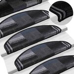 vidaXL Tapis d'escalier autoadhésifs 5 Pièces 65x21x4 cm Noir et gris