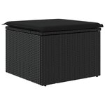 vidaXL Tabouret de jardin avec coussin noir 55x55x37 cm résine tressée