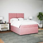 vidaXL Sommier à lattes de lit avec matelas Rose 160x200 cm Velours