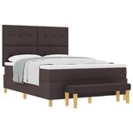 Lit à ressorts vidaXL avec matelas et banc Marron foncé 140x200 cm Tissu
