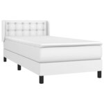 vidaXL Sommier à lattes de lit avec matelas Blanc 90x190 cm Similicuir
