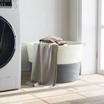 vidaXL Panier à linge gris et blanc Ø60x36 cm coton