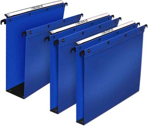 Pack 10 Dossiers suspendus polypro fun 330, fond 15mm bleu pour tiroir L'OBLIQUE AZ