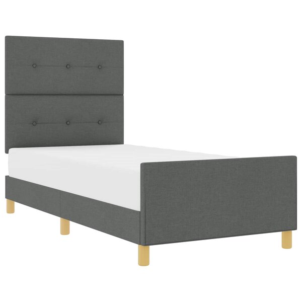 vidaXL Cadre de lit avec tête de lit Gris foncé 80 x 200 cm tissu