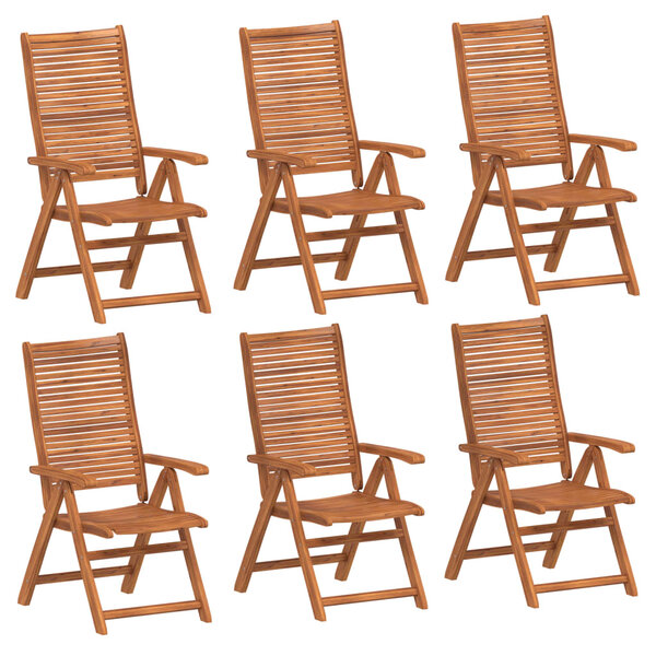 vidaXL Fauteuils pliants inclinables  lot de 6  56 x 72 x 107 cm  en bois d'acacia massif