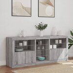 vidaXL Buffet avec lumières LED sonoma gris 162x37x67 cm