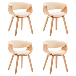 vidaXL Chaises à manger lot de 4 crème bois courbé et similicuir