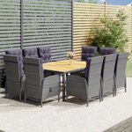vidaXL Mobilier à dîner de jardin 11 Pièces Résine tressée Gris