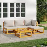 vidaXL Salon de jardin 5 Pièces avec coussins gris clair bois massif