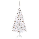 vidaXL Arbre de Noël artificiel pré-éclairé et boules blanc 150 cm PVC