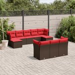 vidaXL Salon de jardin 10 Pièces avec coussins marron résine tressée