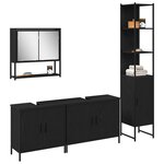 vidaXL Ensemble de mobilier de salle de bain avec étagère 4 Pièces Noir