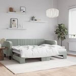 vidaXL Lit de jour avec lit gigogne gris clair 80x200 cm velours