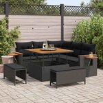 vidaXL Ensemble de canapé de jardin 8 Pièces Noir 100 x 100 x 71 cm