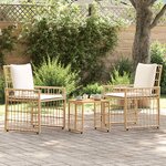 vidaXL Ensemble de meubles d'extérieur 3 Pièces Blanc Naturel et Crème